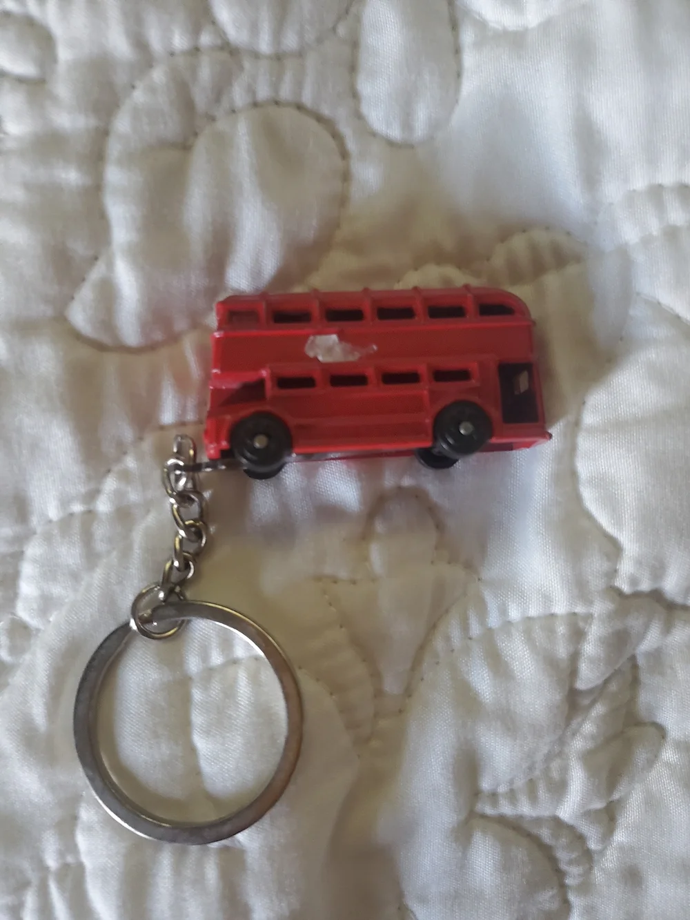 2 Red London Double-Decker Bus Keychains - Kids Toy